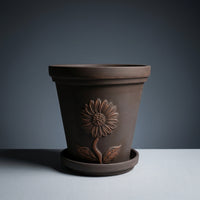 Plant Pots with Embossed Design for an Indoor Plant Pot, Terracotta Clay Flower Pots for Outdoor Plants, Single Floor Standing Clay Pot