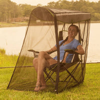 Zippered Bug Net Canopy with Stakes Mesh Outdoor Chair Enclosure with Zipper Breathable Chair Canopy with Bug Net Foldable for Travelers