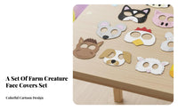 10 Pieces Farm Creature Face Covers Role-Playing Farm Animal Face Covers Imaginative children Play Costume accessory for Young Children