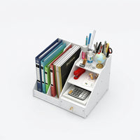Desktop File Organizer Rack with Storage Box, Stackable Document Holder for Office Workers, Vertical Filing System for Workspace Organization