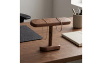 Oval Base T-Shaped Watch Stand Natural Grain Wooden Watch Stand Polished Finish T Shaped Bracelet Holder Rounded Edges