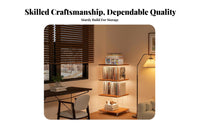 With Wheels Rolling Bookcase Mobile Design Multi-Tier Rolling Rack Transparent Panels Storage Shelf Space Saving for Collectors, Homeowners, Living Room, Bedroom, Small Areas, Classroom