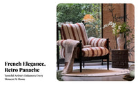 French Vintage design Highrear Wooden Armchair Removable Cover Upholstered Armchair easy-clean seat pad Accent Chair mid-centuryera Design for Homeowners, Adults, Renters, Living Room, perusing corner, Bedroom, Apartment