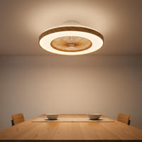 2 in 1 Design Wood Grain Ceiling Fan Illumination Area Saving 110V Ceiling Fan Lamp Wireless Controller Control Fandelier Dimmable LED for Living Room, Bedroom