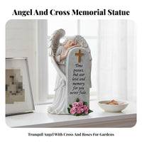 Memorial Cherub Tombstone Figurine Sympathy Gift Outdoor Decor Grave Marker Hand-Carved Design for Cemetery, Gravesite