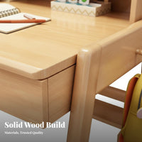 Kids Desk and Chair Set Sturdy Construction Solid Wood Student Desk Ergonomic Design Student Writing Table with Storage for Girls, Boys, Bedroom, Home
