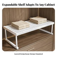 Extendable Wardrobe Divider Shelf Space Saving Telescopic Storage Shelf Multi-Purpose for Homeowners, Renters, Under Sink, Kitchen, Bathroom
