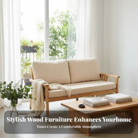 Minimalist Design Cushisoled Wood Bench Space-Saving Couch Year-Round Use Loveseat Sturdy Construction for Apartment Dwellers, Homeowners, Couples, Living Room, Small Areas, Bedroom