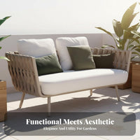 Braided Armchair Waterresistant Outdoor Furniture Weather-Withstandant Outdoor Seating Set for Homeowners, Lodging Industry Specialists Professionals