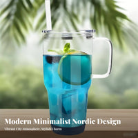 Thermal Shock Resistant 32oz Glass Tumbler with Handle Bubble Tea Friendly Glass Tumbler with Handle and Straw Complimentary for Travel