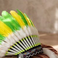 Feather Headdress Handmade Feather Headpiece Ceremonial Headdress with Hanging Strands for Cosplayers, Entertainers, Photoshoots, Festivals
