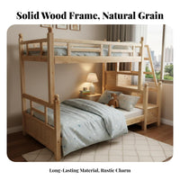 Cedar Wood Bunk Bed Space Saving Solid Wood Bunk Bed Full-Length Guardrails Bedroom Furniture for Kids, Adults, Small Apartment, Dormitory, Guest Room