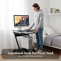 Movable Design Wheeled Laptop Desk Space-Saving Overbed Table Mobile with casters Computer Stand Minimalist aesthetic for Students, Remote Workers, Apartment Dwellers, Bedroom, Dorm Room