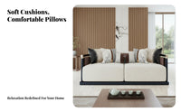 Light Luxury Modern Chinese aesthetic Couch Wooden details Living Room Set Sturdy and long-lasting Lounge Seating Comfortable Cushioning for Interior Designers, Business Owners, Apartment Dwellers, private lounge, Lobby, Reception Area