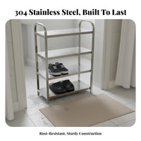 Space-Saving Stainless Steel Shoe Rack Reinforced Design Multi-Tier Shoe Shelf Heavy Duty Multifunctional for Apartment Dwellers, Homeowners, Entryway, Bathroom, Dorm Room, Small Areas