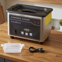 Acoustic Cleaner Cleaner with Basket Stainless Steel Digital Acoustic Cleaner Cleaner Compact Cleaning Machine for Watchmakers, Home, Jewelry Store