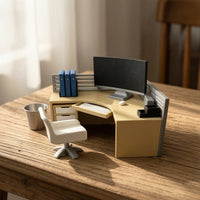 Miniature Office Desk Modern Miniature Desk with Chair Dollhouse Office Furniture Realistic Mini Books Ready to Display