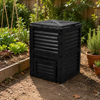 300 L Compost Bin Ribbed Panels Compost Bin Black Outdoor Composter