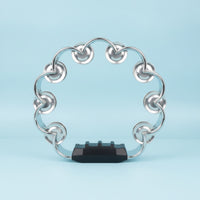 Crisp Percussive Sound Double Row Jingle Tambourine Easy to Play Double Row Tambourine Ergonomic Handle Flower Shaped Hand Bell Polished Edges for Children, Toddlers, Beginners, KTV, Party, Performance, Classroom