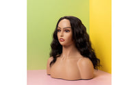 Female Manikin Head with Shoulders Pierced Ears Realistic Mannequin Head with Shoulders Solid Jewelry Display Mannequin for Salon
