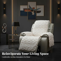Jacquard Weave Velvety Recliner Cover Elastic Fit Velvety Recliner Slipcover Reversible Furniture Protector Soft Feel for Homeowners, Families, Parents, Living Room, Den, Bedroom, Study