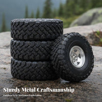 4 Pieces 1.9 Inch RC Crawler Tires High Grip RC Crawler Wheels and Tires Set 1/10 Scale Metal Wheel Hubs