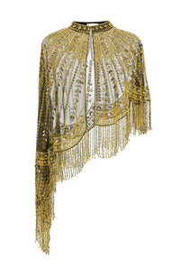 Sequin and Beaded Fringe Shawl for Women's Parties