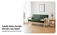 Retro Aesthetic Tufted Bentwood Couch Compact Design Button-Tufted 2-Seater High-Density Foam Cushion Sofa Curved Wooden Armrests for Cafe Owners, Apartment Dwellers, Small Areas, Office, Reception Area, Bedroom