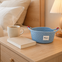 Storage Box with Rope Handles, Clothing Storage, Natural Cotton Basket, Stylish Living Room Storage