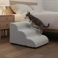 Sofa Entry Steps for Dogs Removable Cleanable Cover Firm Foam Dog Ramp Lightweight Dog Stairs Gentle Slope for Bedside