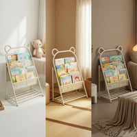 Front-Facing Floor-Standing Kids Book Shelf 4-Tier Children's Book Rack Freestanding Kids' Bookshelf Removable for Playroom