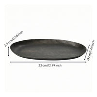 Oval Serving Tray Low-Profile Aluminum Tray Vintage-Retro-Styled Platter for Tea Service, Living Room