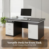 Executive Desk with Drawers Spacious Desktop Modern Executive Desk with Storage Multi Functional Computer Table for Executives, Adults, Study, Bedroom