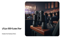 Large 50mm Objective Lens 7x50 Binoculars Tripod Mountable High Power Binoculars Wide Angle Optical Instrument Comfortable Grip for Outdoor Enthusiasts, Concert Goers, Concerts, Sporting Events, Camping, Stargazing