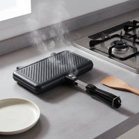 Detachable Double Frying Simple to Clean to Clean Double Sided Frying Pan Anti-Scald Handle Stovetop Sandwich Maker for Beginners, Outdoor