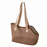 Shoulder Strap Mesh Pet Carrier Open Top Soft-Sided Carrier Rectangular Pet Tote Snap Closure for Small Pets, Everyday Outings, Travel