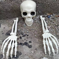 3 Pieces Bone-Colored Skull and Skeleton Arms Outdoor Skeleton Arm Stakes Spooky Halloween Lawn Stakes Scary