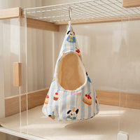 Linen Pet Hammock and Guinea Pig Bed, Triangular Guinea Pig Bed for Hamsters and Rats, Warm Fleece Lined Winter Swing with Hook Mounting
