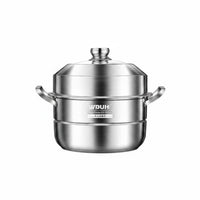 Induction Compatible 304 Stainless Steel Steamer Pot Glass Lid Steaming Basket Thickened Kitchenware for Gas Cooktop