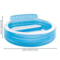 Inflatable Pool with Backrest Drain Outlet Round Pool with Seats 590 L Capacity