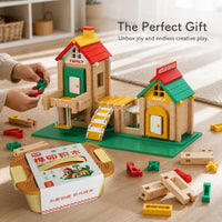 Luban Tenon and Mortise Wooden Building Blocks for Kids, Educational Montessori Toy Gift