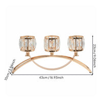 Nordic Design Aesthetic Table Centerpiece Candelabra Elegant Design 3-Cup Crystal Candle Holder Arched Metal Candelabra for Wedding, Living Room