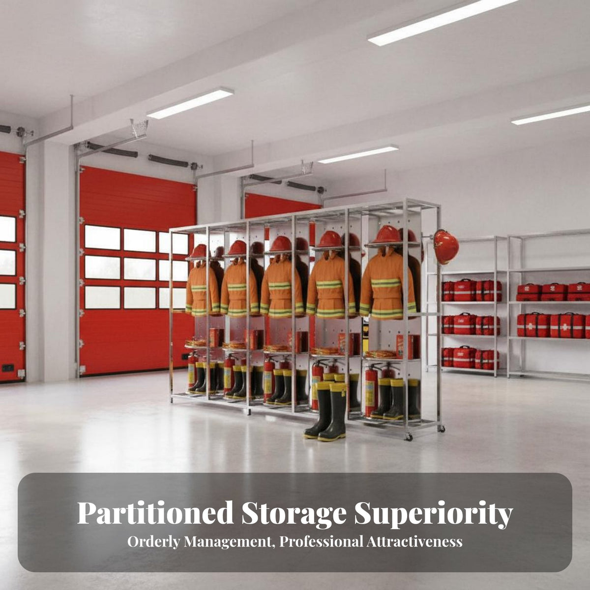 Firefighter Gear Rack Remote Control Rotating Turnout Gear Stand Sturdy Stainless Steel Fire Suit Locker for Emergency Responders, Training Facility