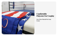 Hooded Fighter Robe with Shorts Skin-Friendly Hooded Boxing Robe and Shorts Set Breathable American Flag Boxing Costume for Men, Adults