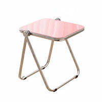 Transparent Design Foldable C-Shaped Tray Table Space-Saving C-Shaped Snack Table Portable Household Furniture Built-in Magazine Holder for Homeowners, Apartment Dwellers, Students, Balcony, Living Room, Small Spaces, Home Office