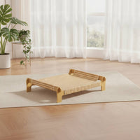 Elevated Cat Bed Breathable Cat Bed with Wooden Frame Low-Profile Furniture for Kittens, Small Pets, Living Room, Floor