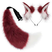 Canine Ears and Tail Set Adjustable Canine Costume Set Soft Headband with Tail for Photo Shoots