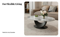 2 Pieces Modern Design Crescent Base Coffee Table Set Minimalist Design Living Room Furniture Easy to Clean Scratch-Resistant for Homeowners, Apartment Dwellers, Families, Home, Lounge Area, Bedroom, Office