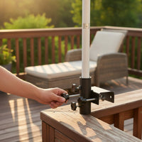 Black Matte Railing Umbrella Clamp Textured Finish Umbrella Clamp Bracket Right-Angle Outdoor Hardware Hand-Tightening Screws for Deck