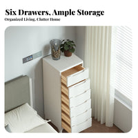 Nordic design Narrow 6-Drawer Tower Slim contour 6-Drawer Storage Tower Space-Saving Design Home Furniture High Capacity for Apartment Dwellers, Office Workers, Small Spaces, Bedroom, Living Room, Entryway